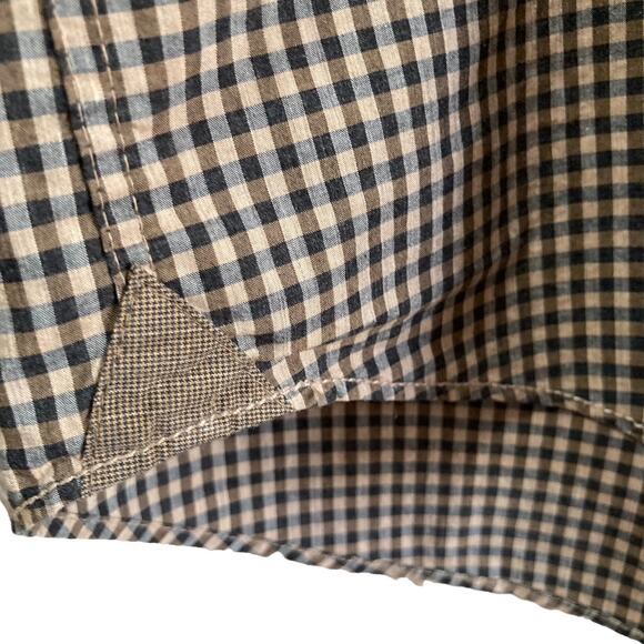 Bugatchi Shaped Fit Cotton Black & Tan Checked Button Down Shirt Size Large - Picture 3 of 10